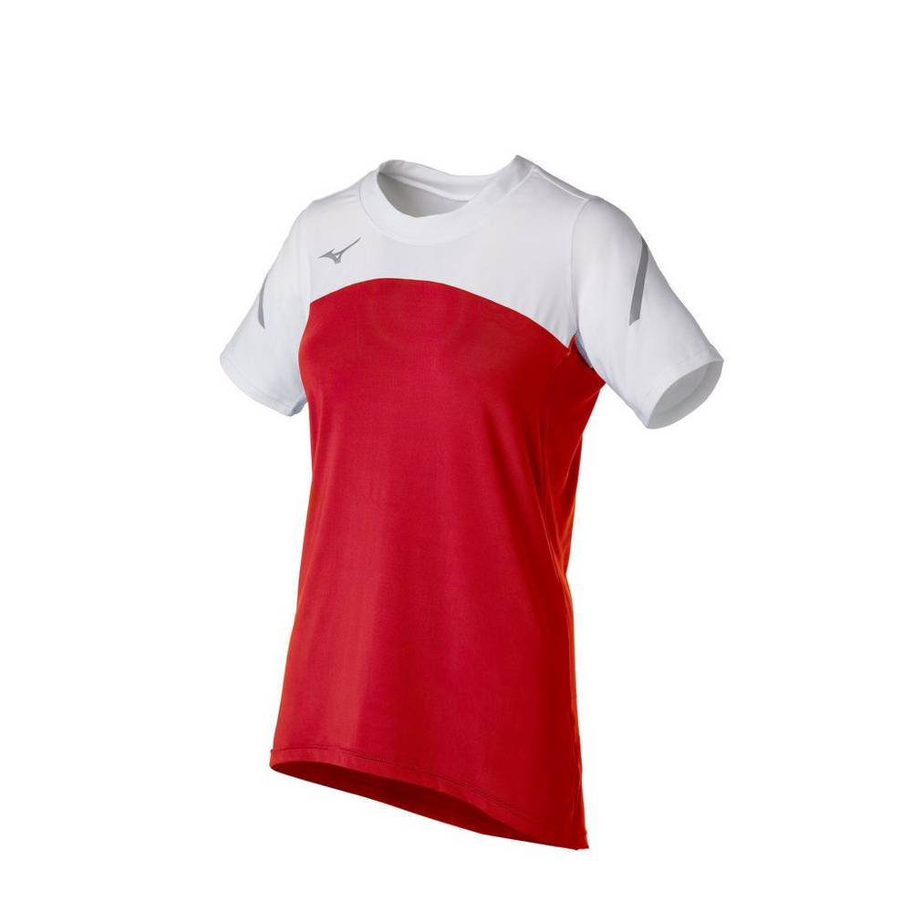 Jerseys Mizuno Techno VII Short Sleeve Mujer Rojas/Blancas Comprar UELF-24918